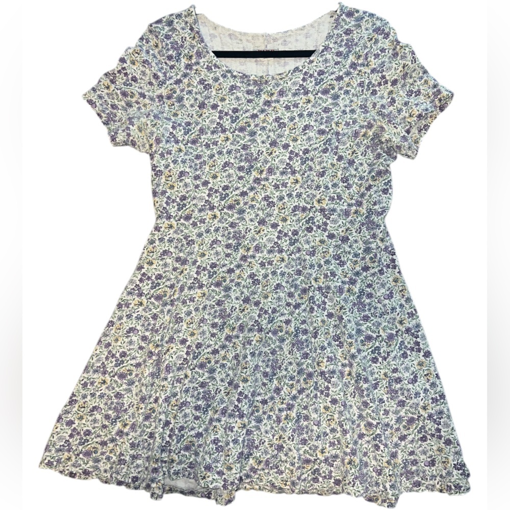 FADS Vintage 80s Purple Floral Dress Size Medium
